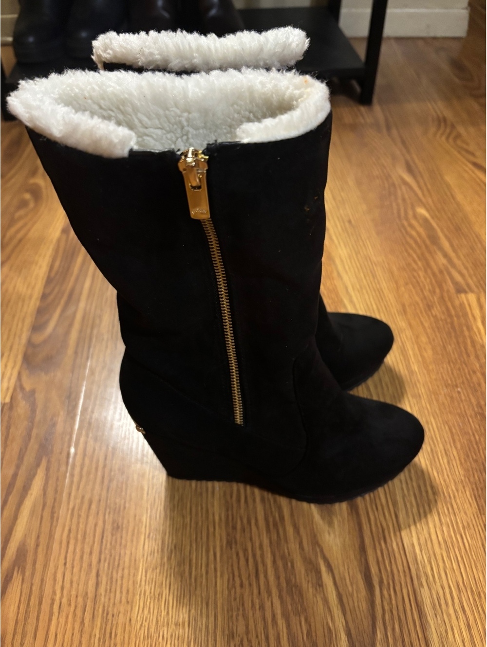Brand New Juicy Couture Black Wedge Boots-Size 8